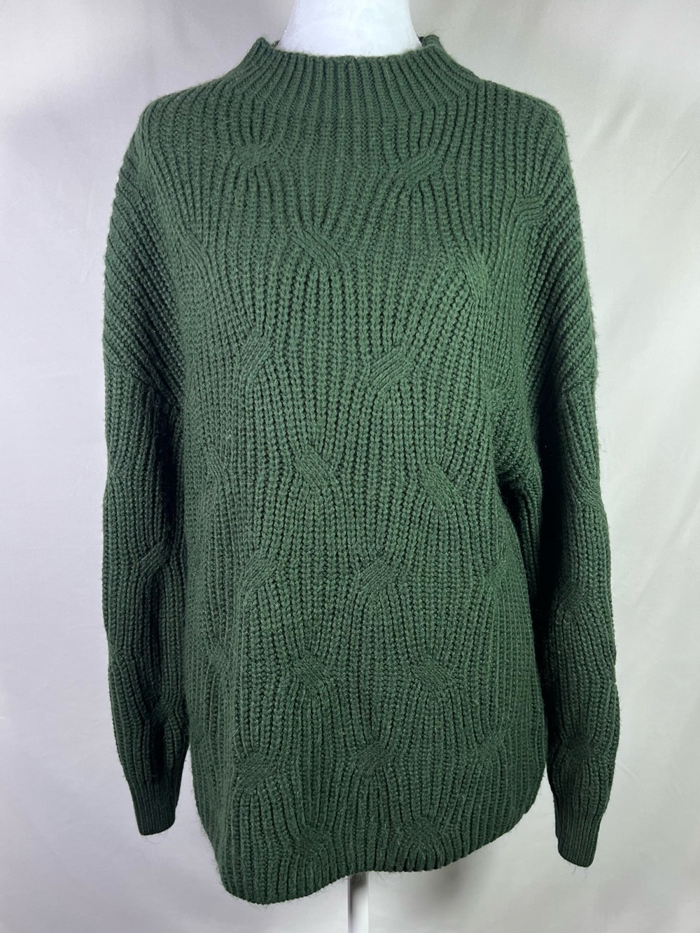Merokeety Chunky Green Cable Knit Sweater - Medium